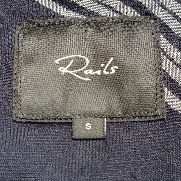 Rails Plaid Navy Blue White High Low Long Sleeve Button Down Shirtdress Size S - Picture 12 of 16